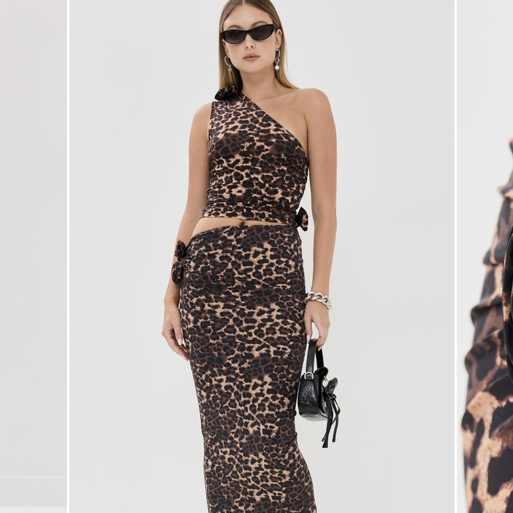 Lioness Asymmetrical One Shoulder Dress Brown Black
